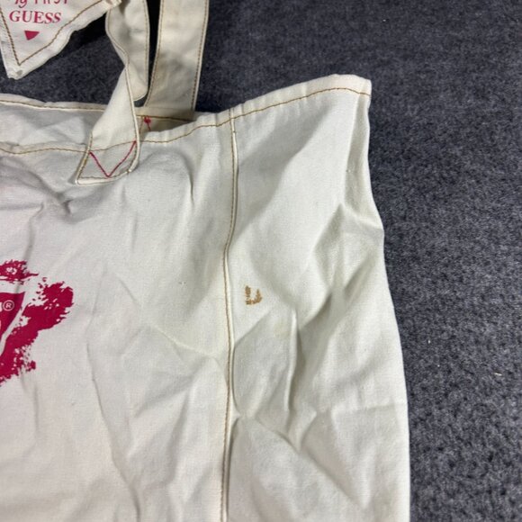Vintage RETRO Guess USA cotton canvas graphic tote bag MY FIRST GUESS - Picture 3 of 10